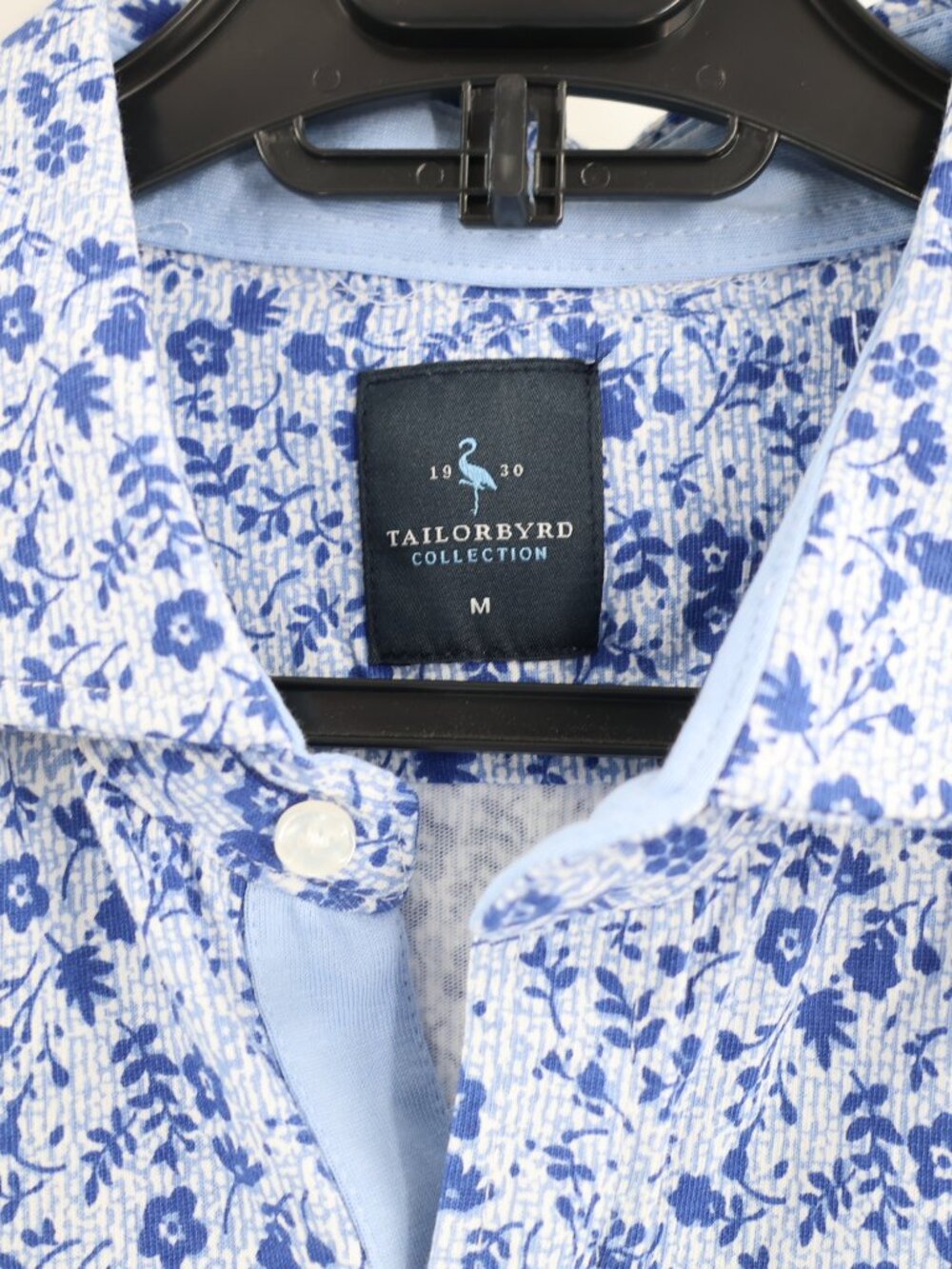 NWT TailorByrd Shirt Men's Medium Blue Floral Short Sleeve Button Up Cotton - Picture 4 of 12